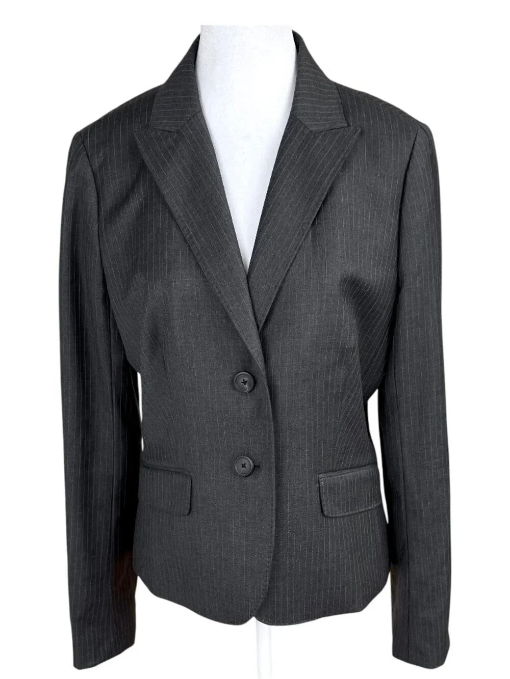 J.Crew Blazer Jacket Gray Pinstripe Wool Single Breasted Tailored Classic (12)